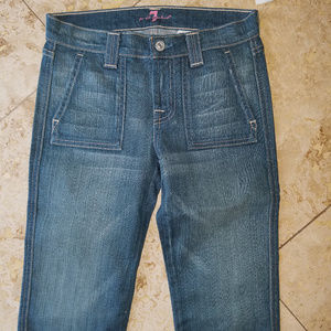 7 For Al Mankind Crop Denim Blue Jean Size 12 Girl